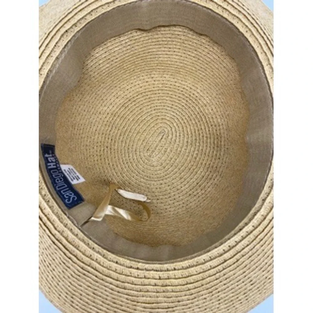 San Diego Hat Company Straw Cloche Hat Women OS Tan Black Bow Adjustable